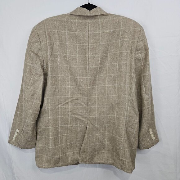 Lauren Ralph Lauren Mens 42R Beige Plaid Blazer Jaket 65% Wool 20% Silk 15% Line - Picture 5 of 14